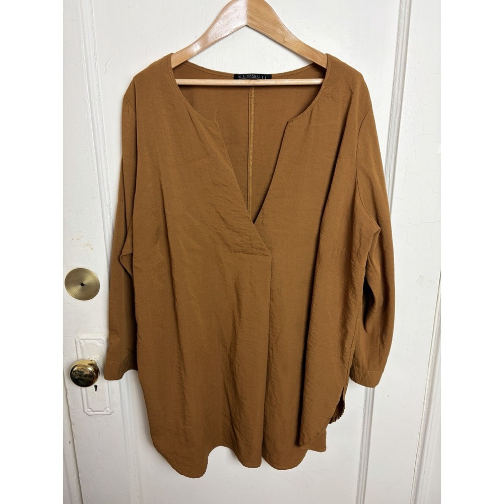 Eloquii Split Neck Tunic Rust Orange‎ Size 18